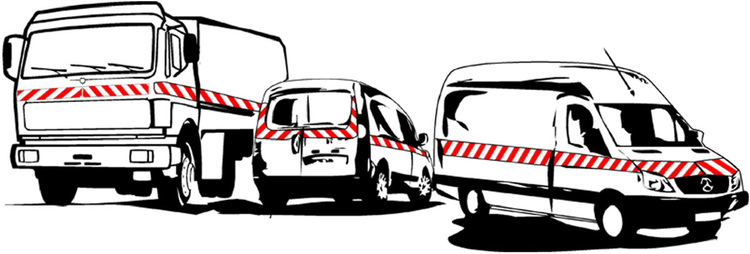 Warnmarkierung für Fahrzeuge mit Sonderrechten, Anwendungspaket mit 2 Rollen 
