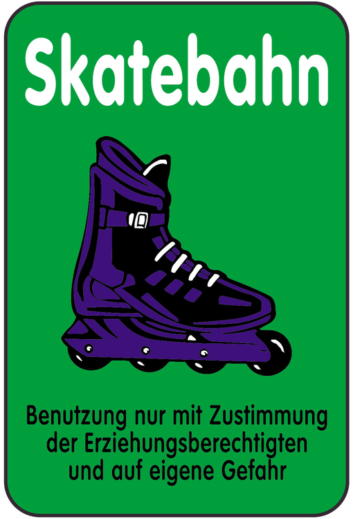 Modellbeispiel: Spielplatzschild, Skatebahn - Benutzung nur mit Zustimmung.. (Art. 14844)
