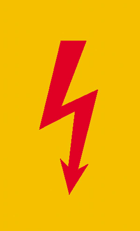 Elektrokennzeichnung/Warnschild Spannungszeichen (roter Blitz)