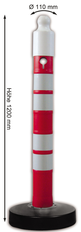 Technische Ansicht: Kettenpfosten 5er-Set -Maxi Plus- aus PP, Höhe 1200 mm, inkl. Absperrkette, Aufstelllänge 25 m (Art. 15842)