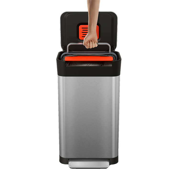 Abfallbehälter 'Intelligent Waste Titan', 30 Liter aus Edelstahl, mit Pedal und Müllpresse