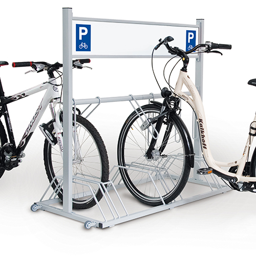 Werbe-Fahrradständer 'Security Station' mit Laufrollen