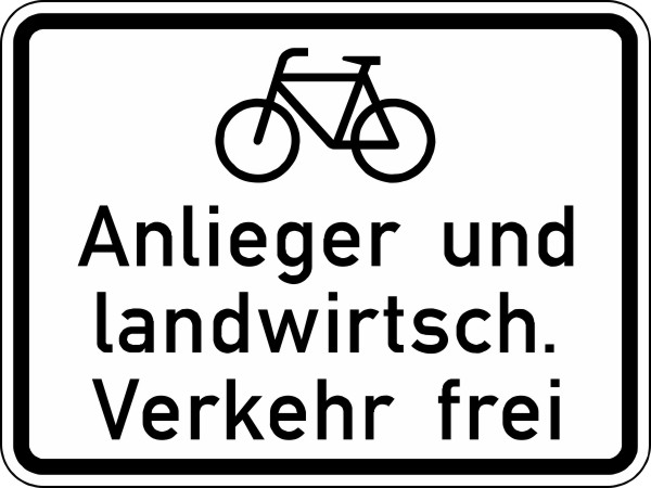 Modellbeispiel: VZ Nr. 2212 (Radfahrer, Anlieger und landwirtschaftlicher Verkehr frei)