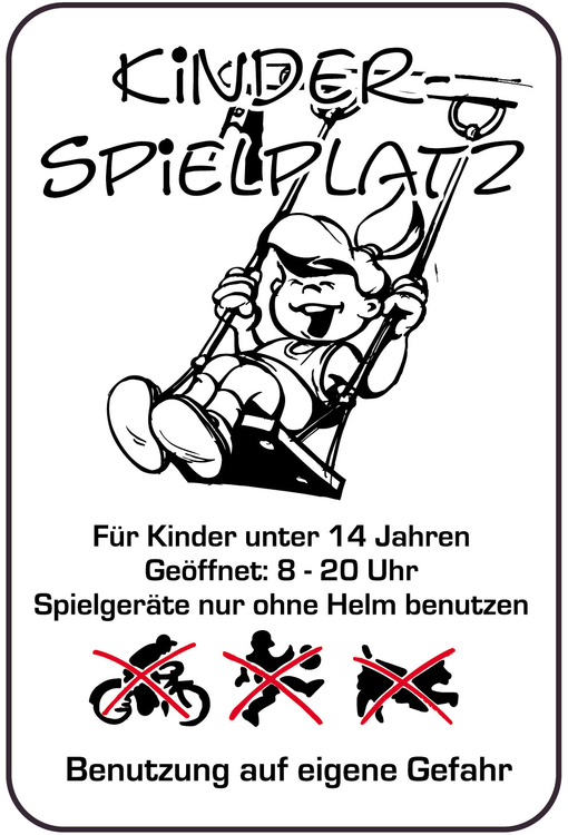 Modellbeispiel: Spielplatzschild, KINDERSPIELPLATZ - Für Kinder unter 14 Jahren (Art. 14864)