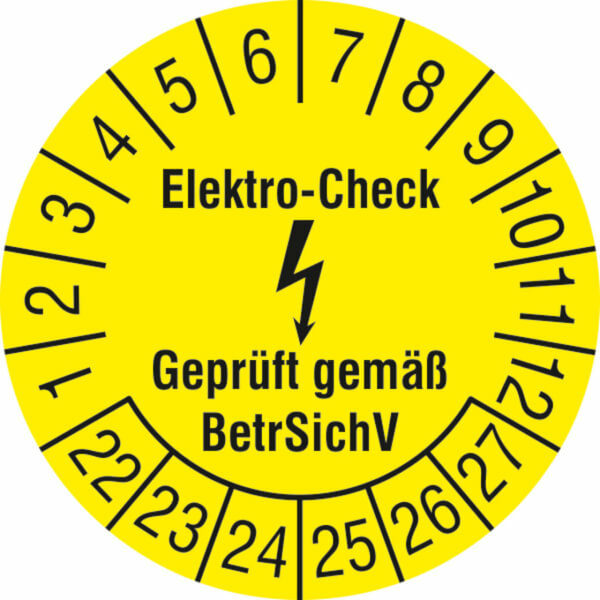 Prüfplaketten ohne Jahresfarbe (6 Jahre), Elektro-Check, Gepr. gem. BetrSichV