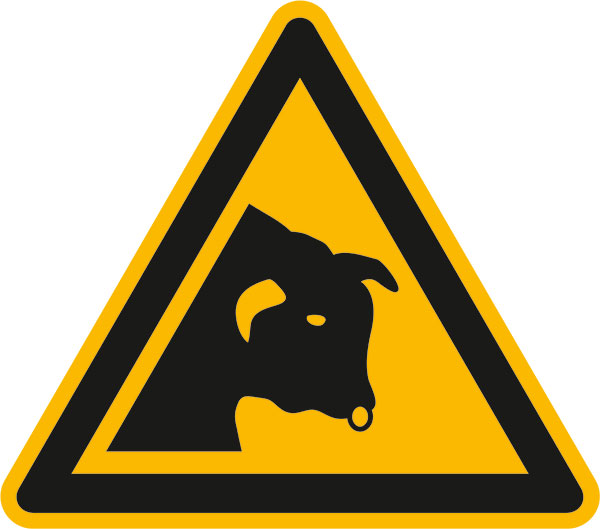 Warnschild, Warnung vor Stier