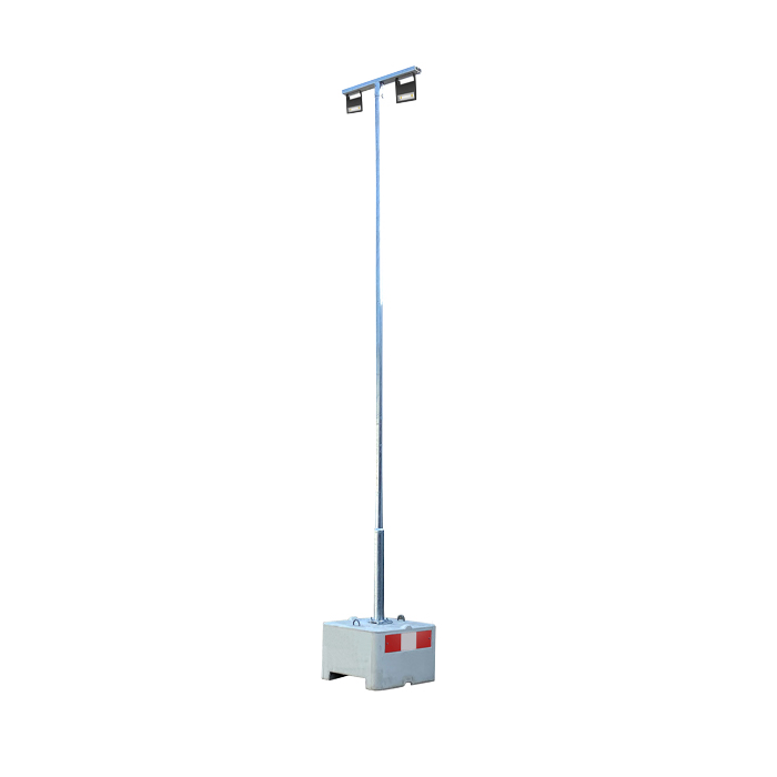 Anwendungsbeispiel: LED Strahler angebracht am Lampenmast (Lampemnast, Stahltraverse und Betonfuß separat erhältlich)