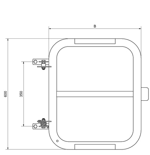 Technische Zeichnung: Sicherheitstür -Safe Guardian- aus Edelstahl (Art. 40134)