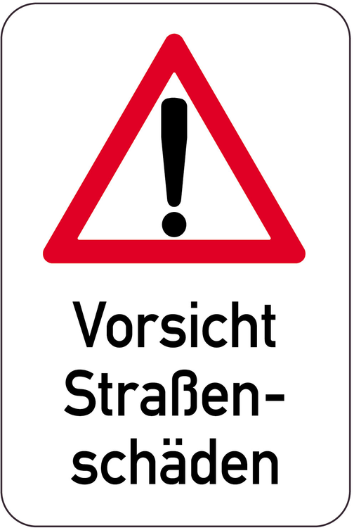 Modellbeispiel: Sonderschild Vorsicht Straßenschäden (Art. 14918)