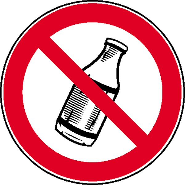Verbotsschild, Flaschen hinauswerfen verboten