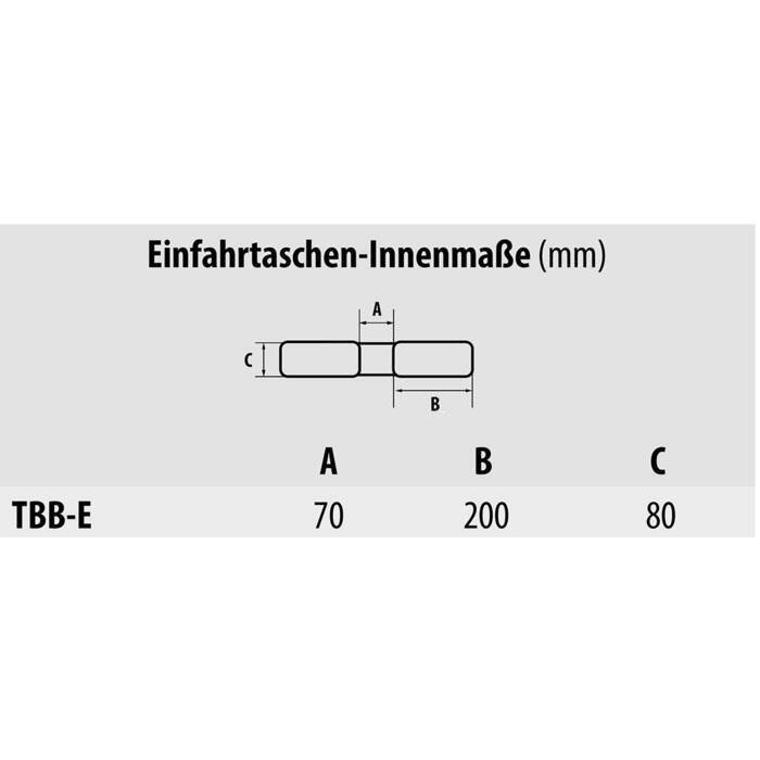 Technische Ansicht: Traverse -Typ TBB-E- für Big-Bags, Innenmaße der Einfahrtaschen (Art. 38913)