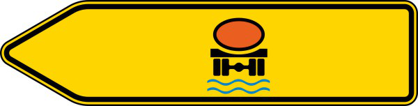 Pfeilwegweiser f. Fahrzeuge m. wassergef. Ladung, links, einseitig Nr. 421-12