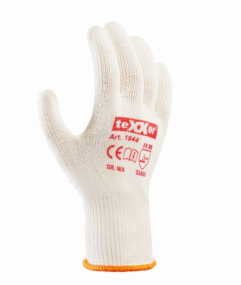 teXXor® Mittelstrick-Handschuhe 'BAUMWOLLE/NYLON', beige/gelbe Noppen, 10 
