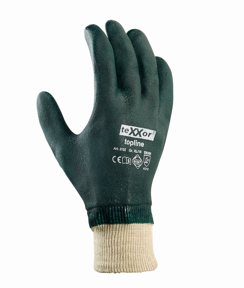 teXXor® PVC-Handschuhe 'GRÜN MIT STRICKBUND'
