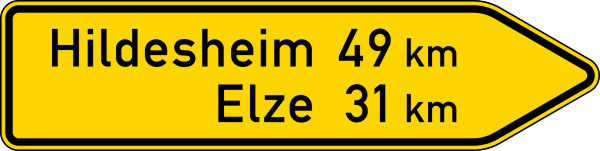 Verkehrszeichen StVO, Pfeilwegweiser sonst. Straßen,rechts, einseitig Nr. 418-20