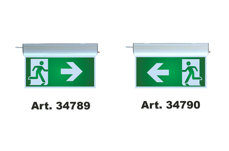Modellbeispiel: Rettungszeichenleuchte -LED Standard- (vl. Art. 34789, Art. 34790)