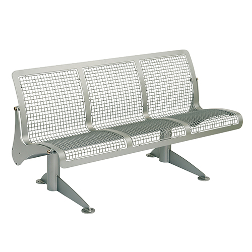 Anwendungsbeispiel: Sitzbank -Joku-  mit Rückenlehne, 3-Sitzer, mobil, in graualuminium (Art. 33865-11)