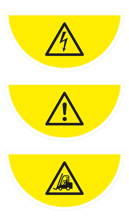 Boden-Sicherheitskennzeichen -Warnschild-, Halbkreis 