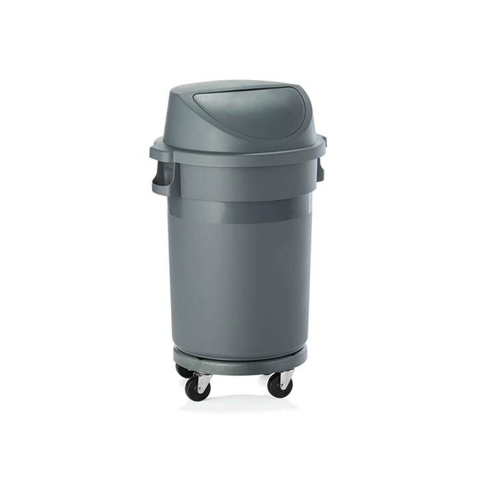 Modellbeispiel: Abfallbehälter -WSA6-, 80 Liter aus PP, mit Transporttrolley und Schwingdeckel (Art. 37230)