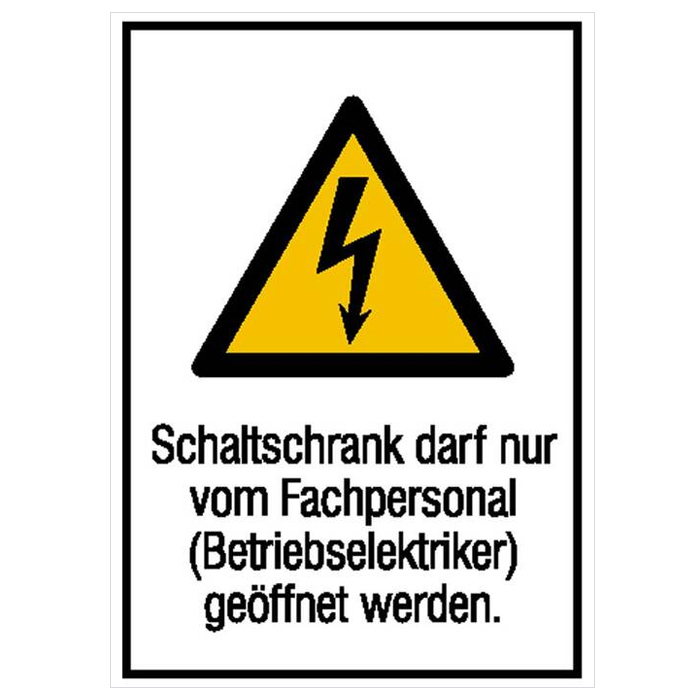 Modellbeispiel: Elektrokennzeichnung Kombischild, Schaltschrank darf nur ...  (Art. 21.1296)
