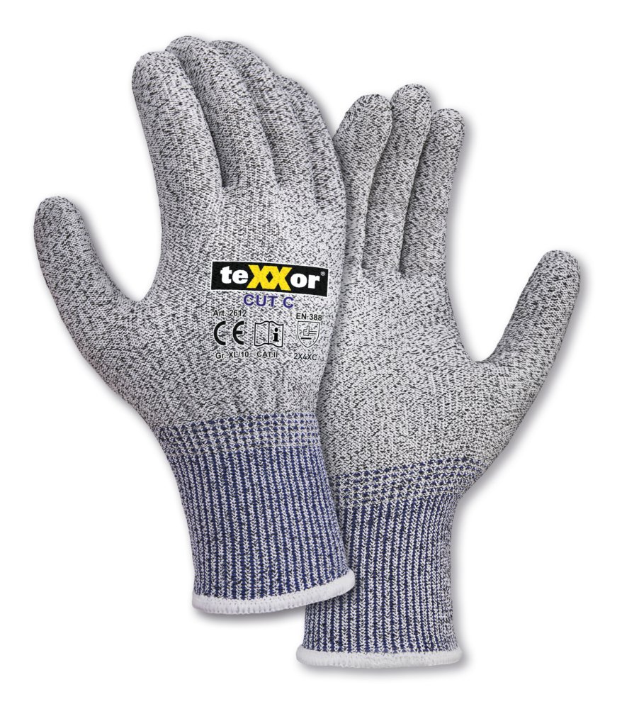 teXXor® Schnittschutz-Strickhandschuhe 'CUT C', ohne Beschichtung, 9 