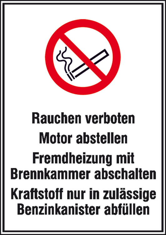 Modellbeispiel: Hinweisschild Rauchen verboten Motor abstellen ... (Art. 43.5775)