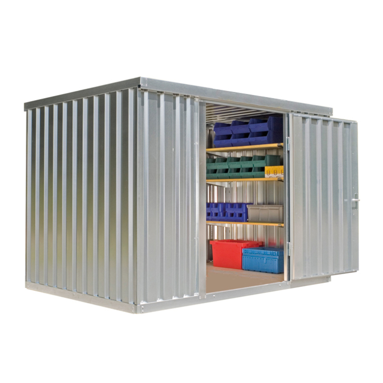 Anwendungsbeispiel: Materialcontainer -STMC 1300-, ca. 6 m², mit Holzfußboden Art. 31922 (Ausstattung nicht enthalten)
