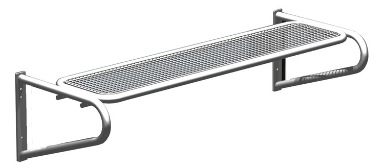 Modellbeispiel: Sitzbank -Ercole- aus Stahl, ohne Rückenlehne, zum Anschrauben, in RAL9006 Weissalumium (Art. 20918)