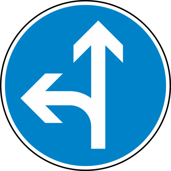 Vorgeschriebene Fahrtrichtung geradeaus oder links Nr. 214-10