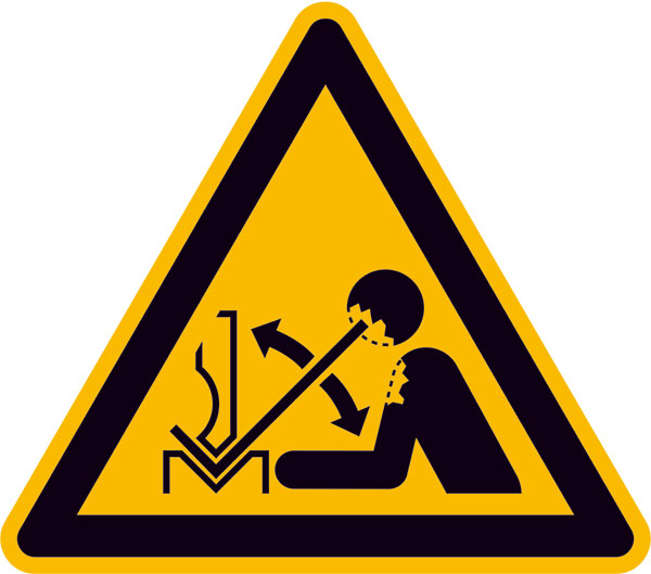 Modellbeispiel: Warnschild Warnung vor hochschnellendem Werkstück in einer Presse (Art. 21.a8251)