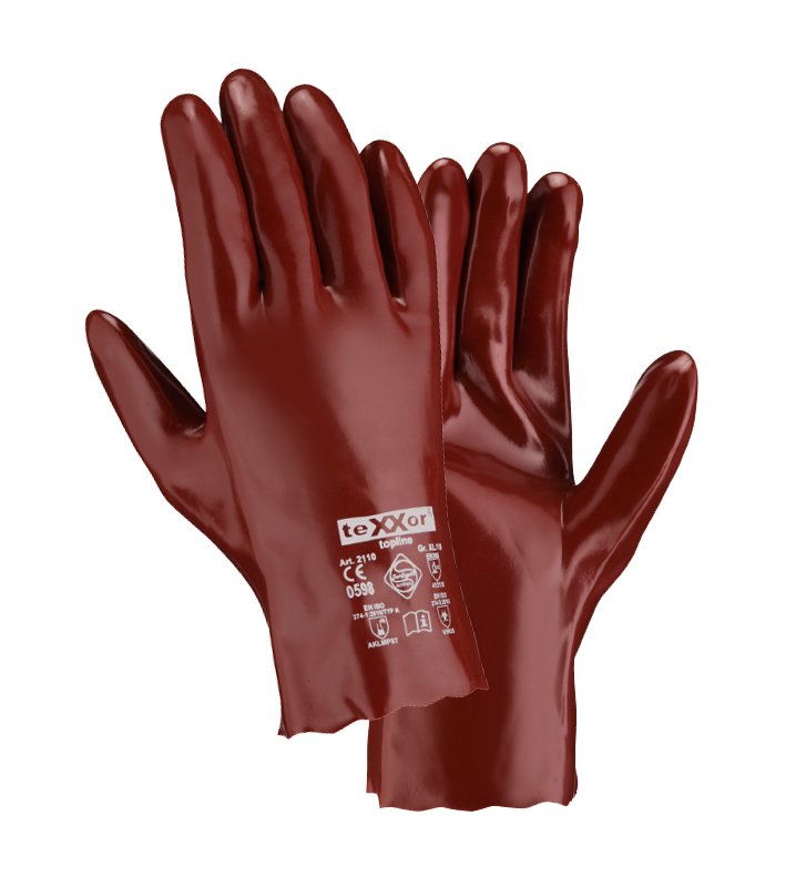 teXXor® topline Chemikalienschutz-Handschuhe 'PVC ROTBRAUN', Länge 270 mm, 10 