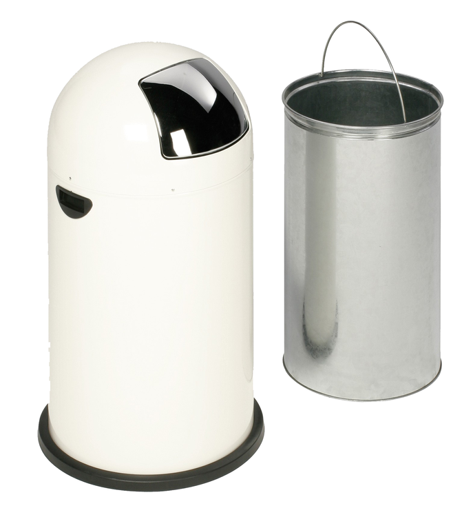 Anwendungsbeispiel: Modellbeispiel: Abfallbehälter -Cubo Tadeo-, 37 Liter, aus Stahl, ohne Fußpedal, in weiß (Art. 16431)