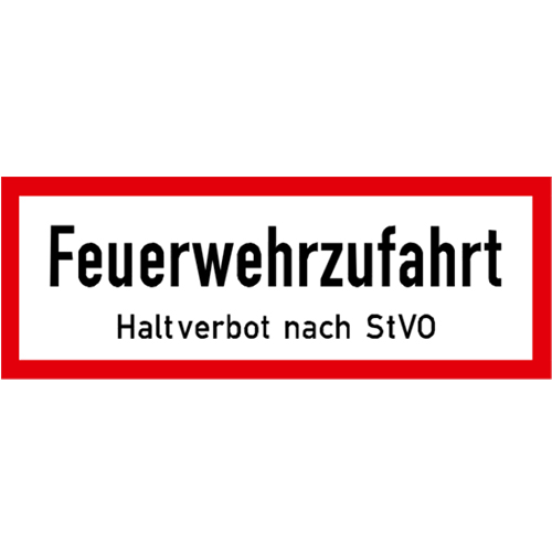 Modellbeispiel: Hinweisschild Feuerwehrzufahrt Haltverbot nach StVO, aus Aluminium, DIN 4066 (Art. hwsb020072121)