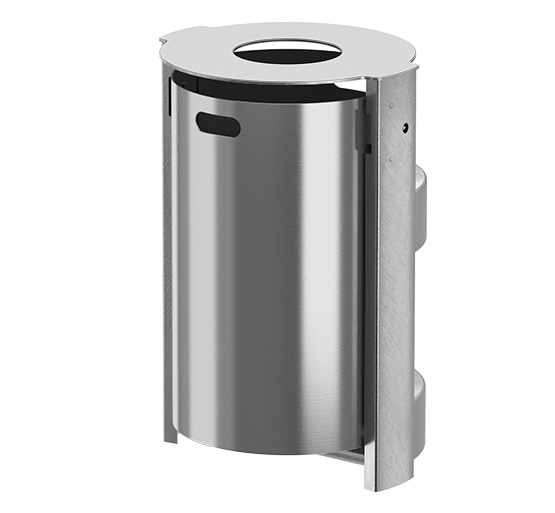 Modellbeispiel: Abfallbehälter -City 450-zur Bandschellenbefestigung, aluminium/verzinkt (Art. 36672-1-1)