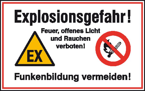 Modellbeispiel: Explosionsgefahr! Feuer,offenes Licht und Rauchen verboten! Funkenbildung vermeiden! (Art. 41.5839)