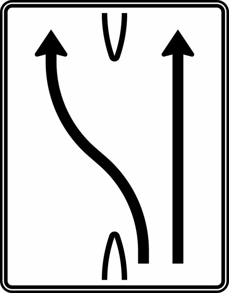 Modellbeispiel: VZ Nr. 501-16 einstreifig nach links und geradeaus