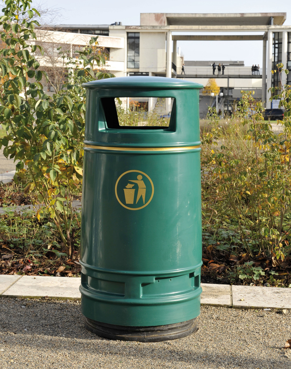 Anwendungsbeispiel: Abfallbehälter -Station- in grün