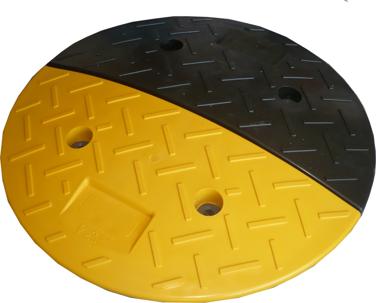 Geschwindigkeitshemmer schwarz/gelb, Ø 400 mm, Höhe 40 mm, kautschukummantelt