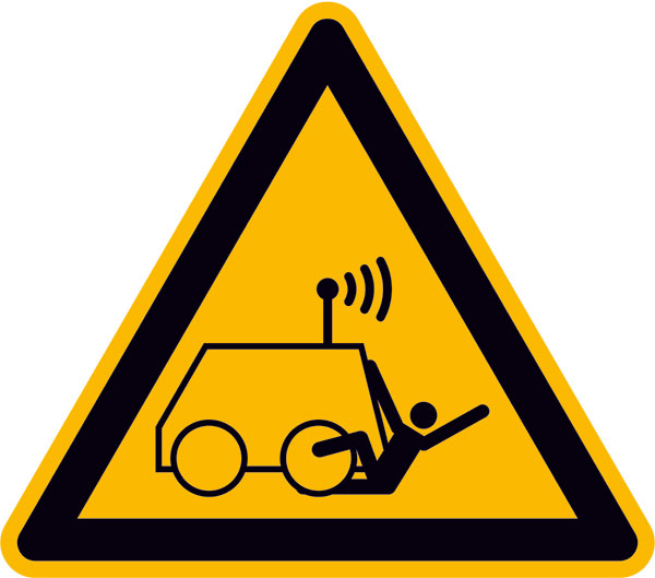 Modellbeispiel: Warnschild Warnung vor Überrollen durch ferngesteuerte Maschine (Art. 21.a8290)
