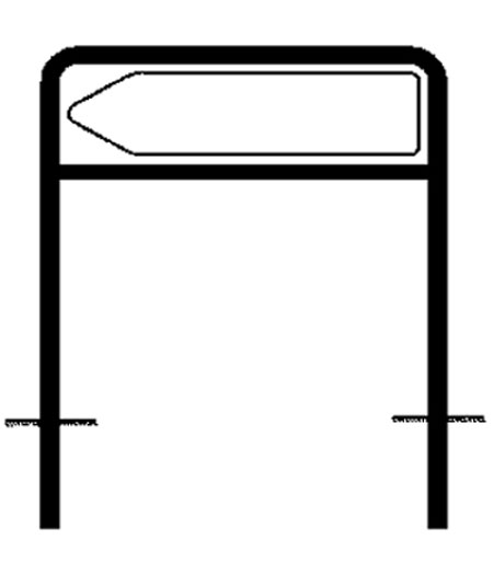 Technische Ansicht: Rohrrahmen Typ 10, aus Stahl, inklusive Erdanker und Montage-Laschen für VZ (Art. az82551)