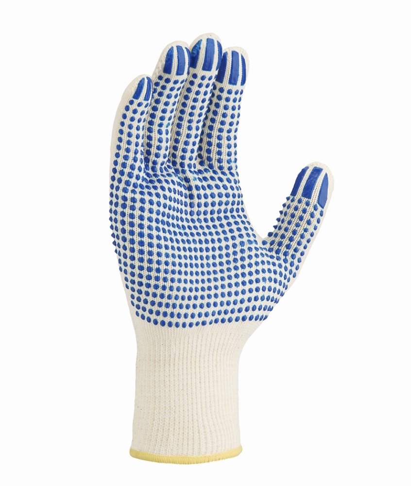 teXXor® Mittelstrick-Handschuhe 'BAUMWOLLE/NYLON', weiß/blaue Noppen, 11 