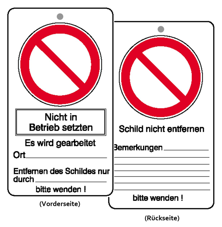 Modellbeispiel: Wartungsanhänger mit Verbotszeichen und Zusatztext Nicht in Betrieb setzen (Art. 41.1456)