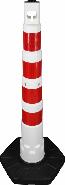 Modellbeispiel: Kettenpfosten -GigaMAX- in weiß mit roter Reflexfolie (Art. 40451)