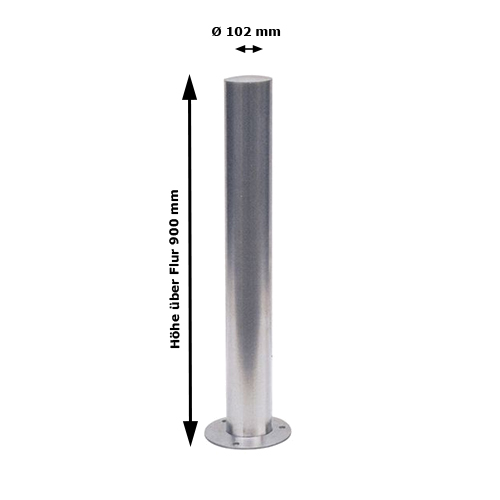 Technische Ansicht: Absperrpfosten -Bollard- Ø 102 mm, zum Aufdübeln (Art. 40103p)