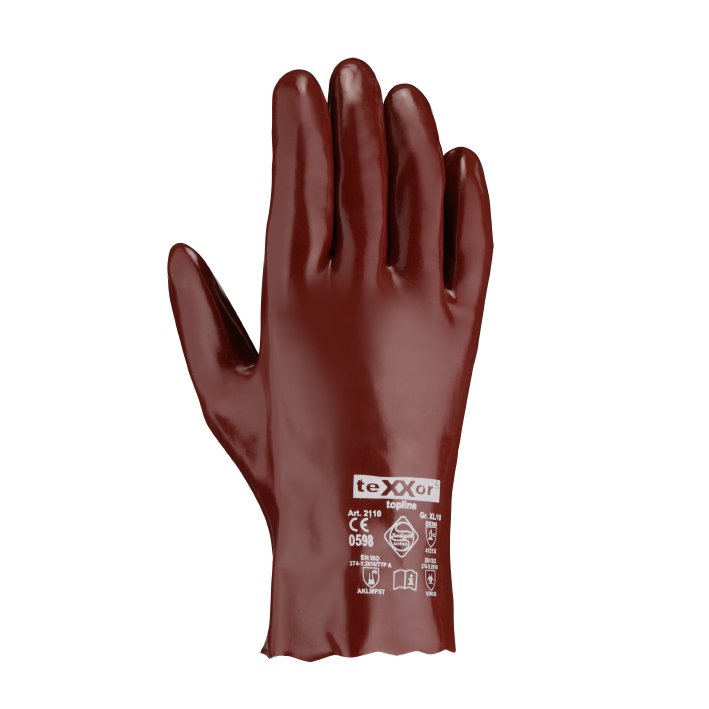 teXXor® topline Chemikalienschutz-Handschuhe 'PVC ROTBRAUN', Länge 270 mm, 10 