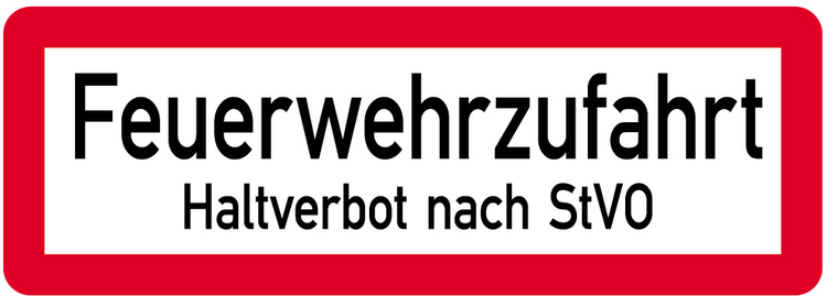 Modellbeispiel: Sonderschild, Feuerwehrzufahrt, Halteverbot nach StVO (Art. 14963)