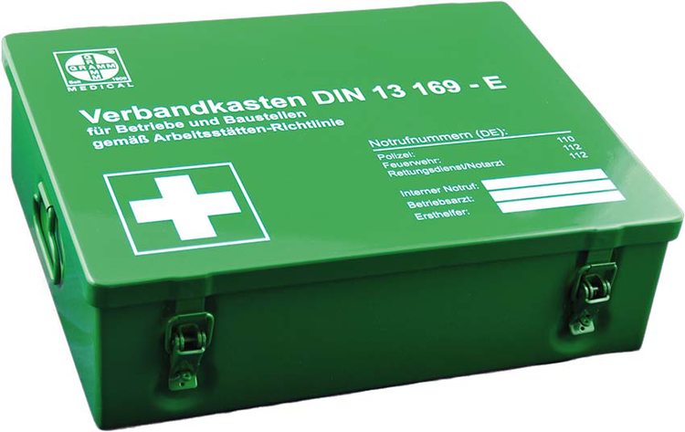 Modellbeispiel: Betriebsverbandkasten -Maxi-, Inhalt nach DIN 13169, mit Wandhalterung (Art. 25102)