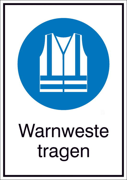 Modellbeispiel: Kombischild mit Gebotszeichen, Warnweste tragen (Art. 43.a7360)