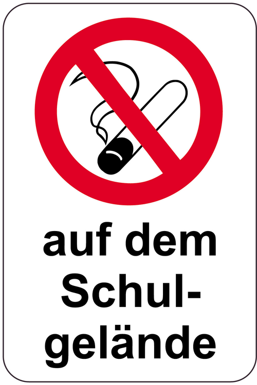 Modellbeispiel: Sonderschild, Rauchverbot auf dem Schulgelände (Art. 15084)