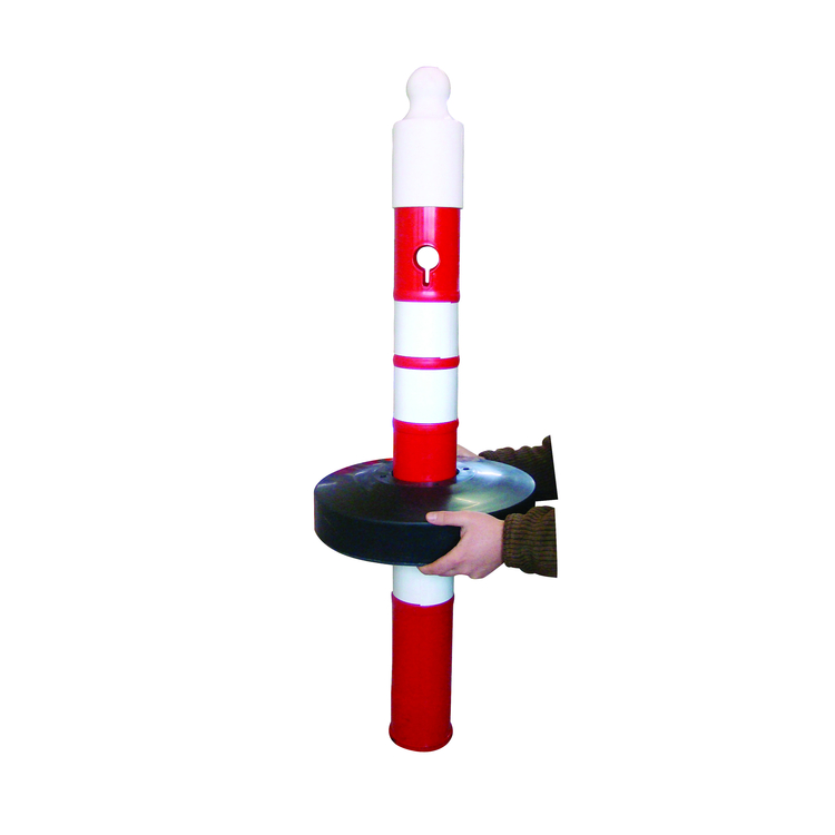 Kettenpfosten -Maxi Plus- aus PP, Höhe 1200mm, Ø 110mm, ca. 3,5kg, rot/weiß, befüllbarer Fuß